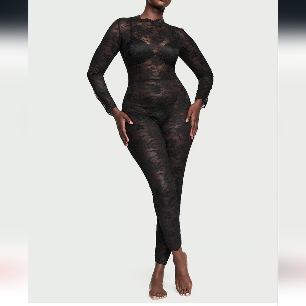 Victoria's Secret Black Lace Bodysuit